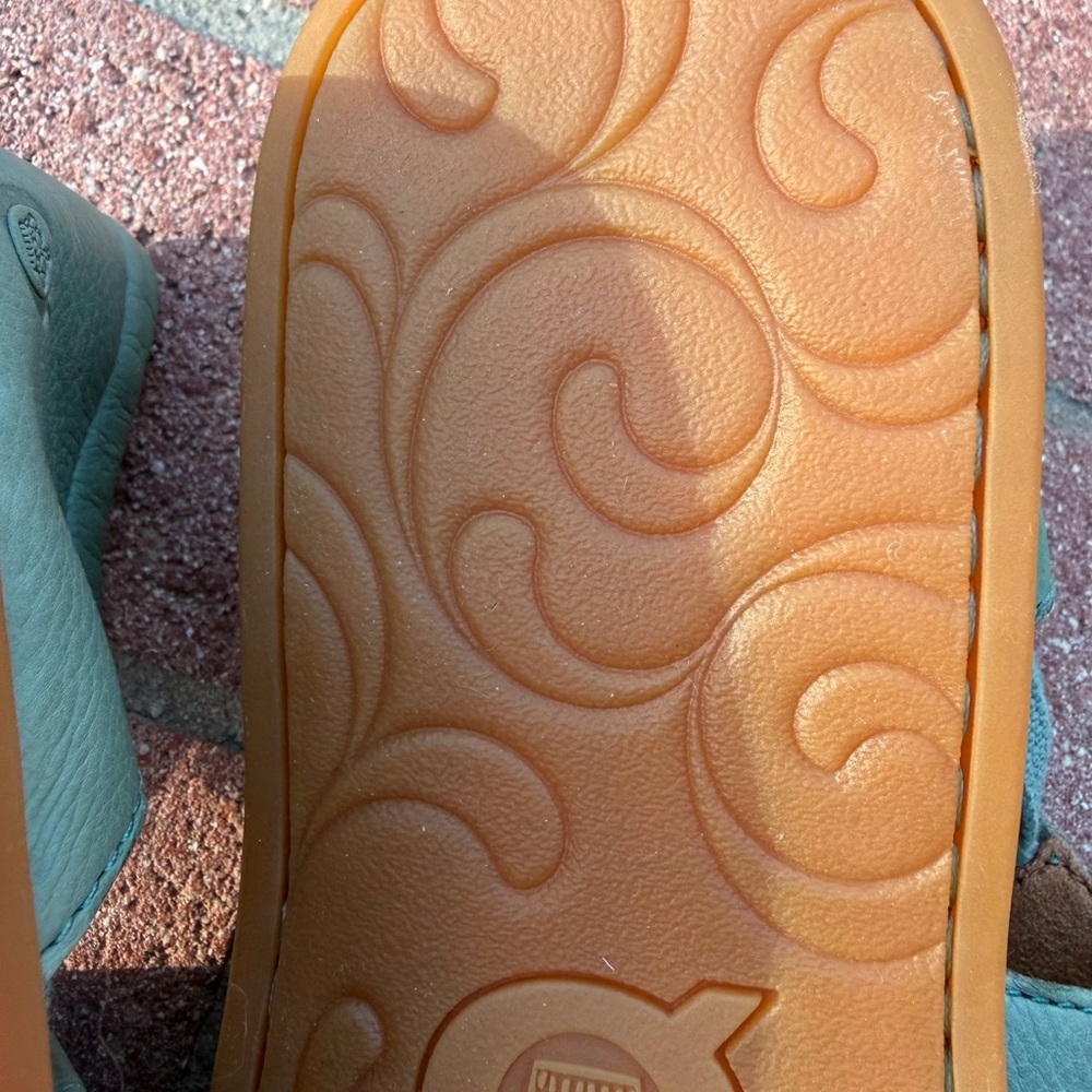 Børn Teal Leather Sandals - Picture 6 of 9